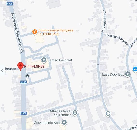 Plan Google Maps autour de l'avenue du Président Roosevelt à Tamines